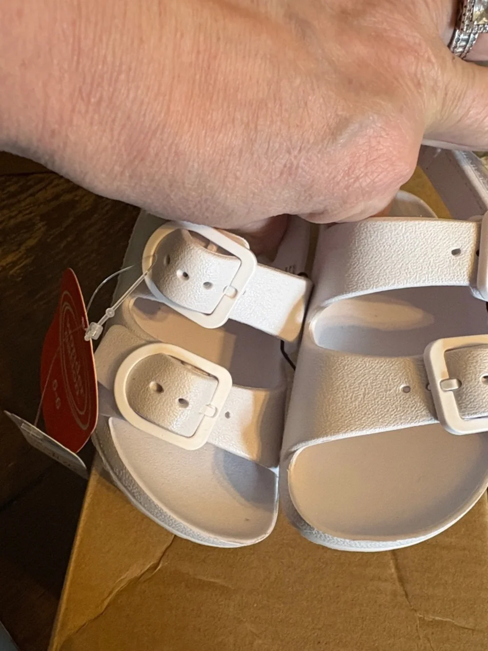 wonder nation White Double-Strap Buckle Sandals for Kids